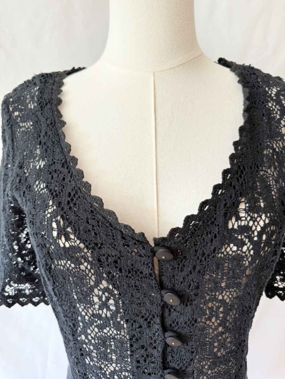 Vintage Betsey Johnson Black Lace Dress M/L - Picture 8 of 9